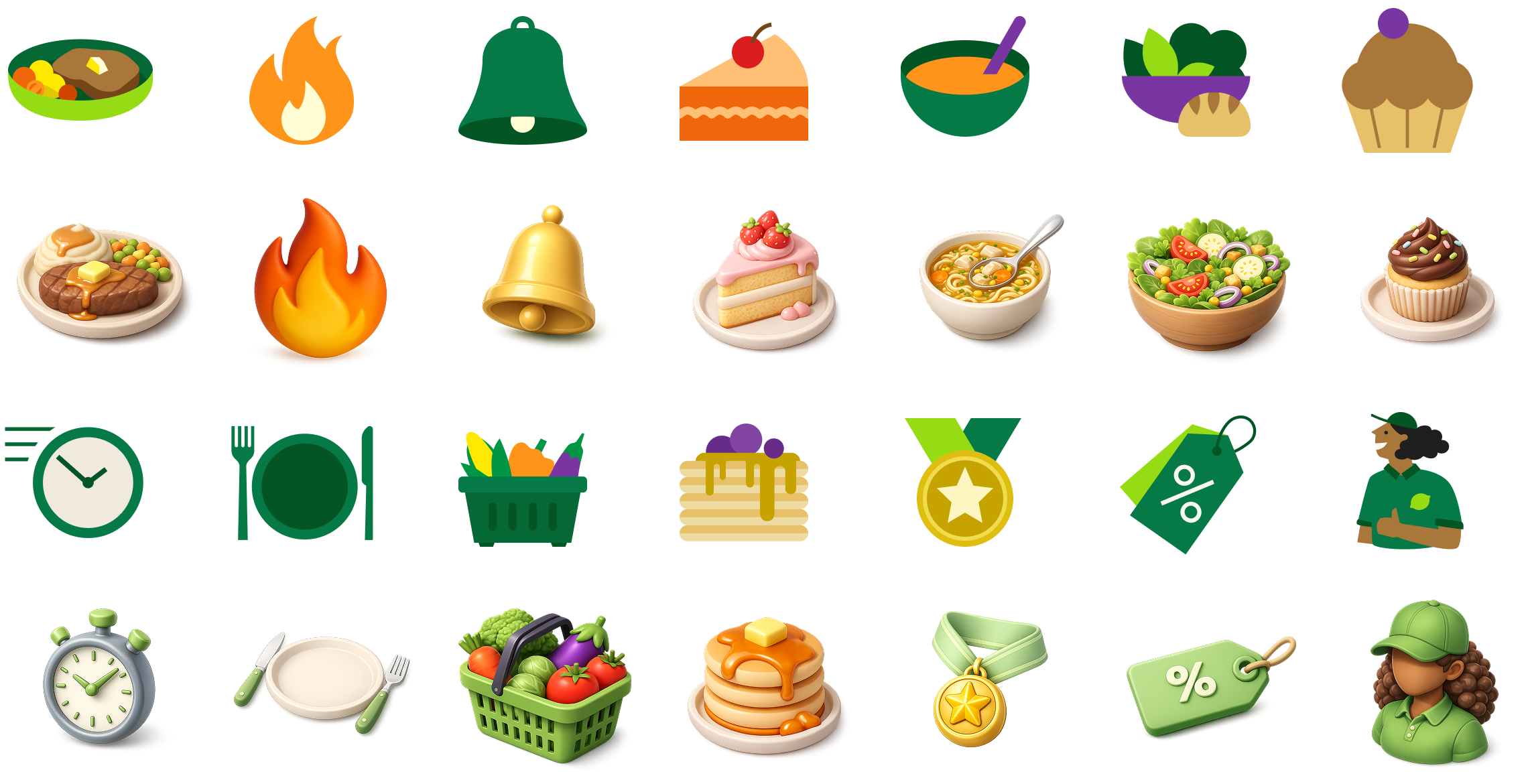 2D flat illustrations compared to new 3D clay-style illustrations