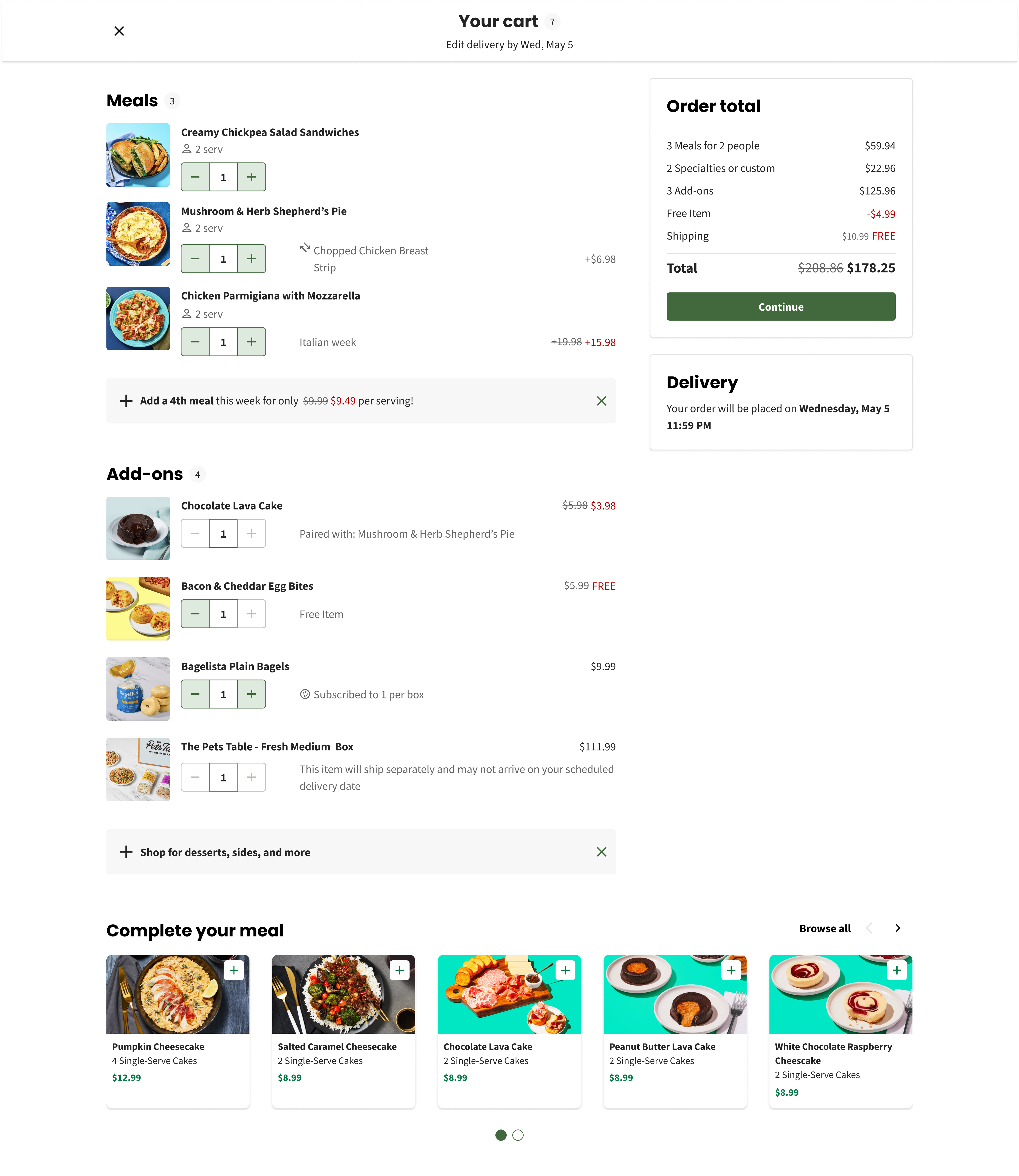 Cart Redesign design for Green Chef brand