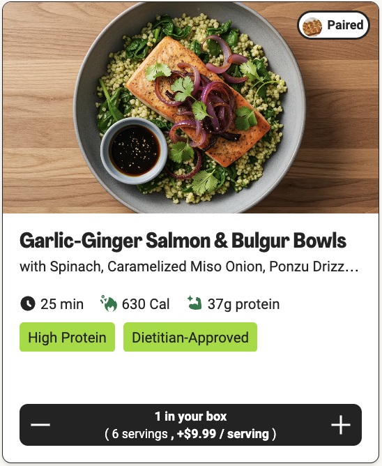 Meal card with Paired badge