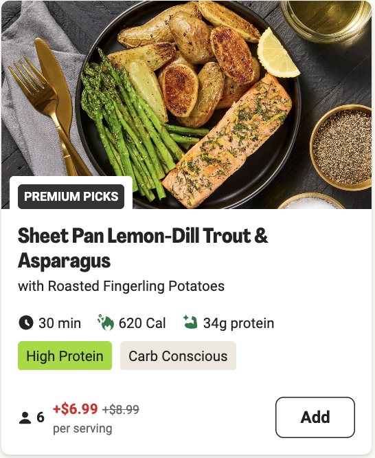 Meal card with promotional surcharge pricing